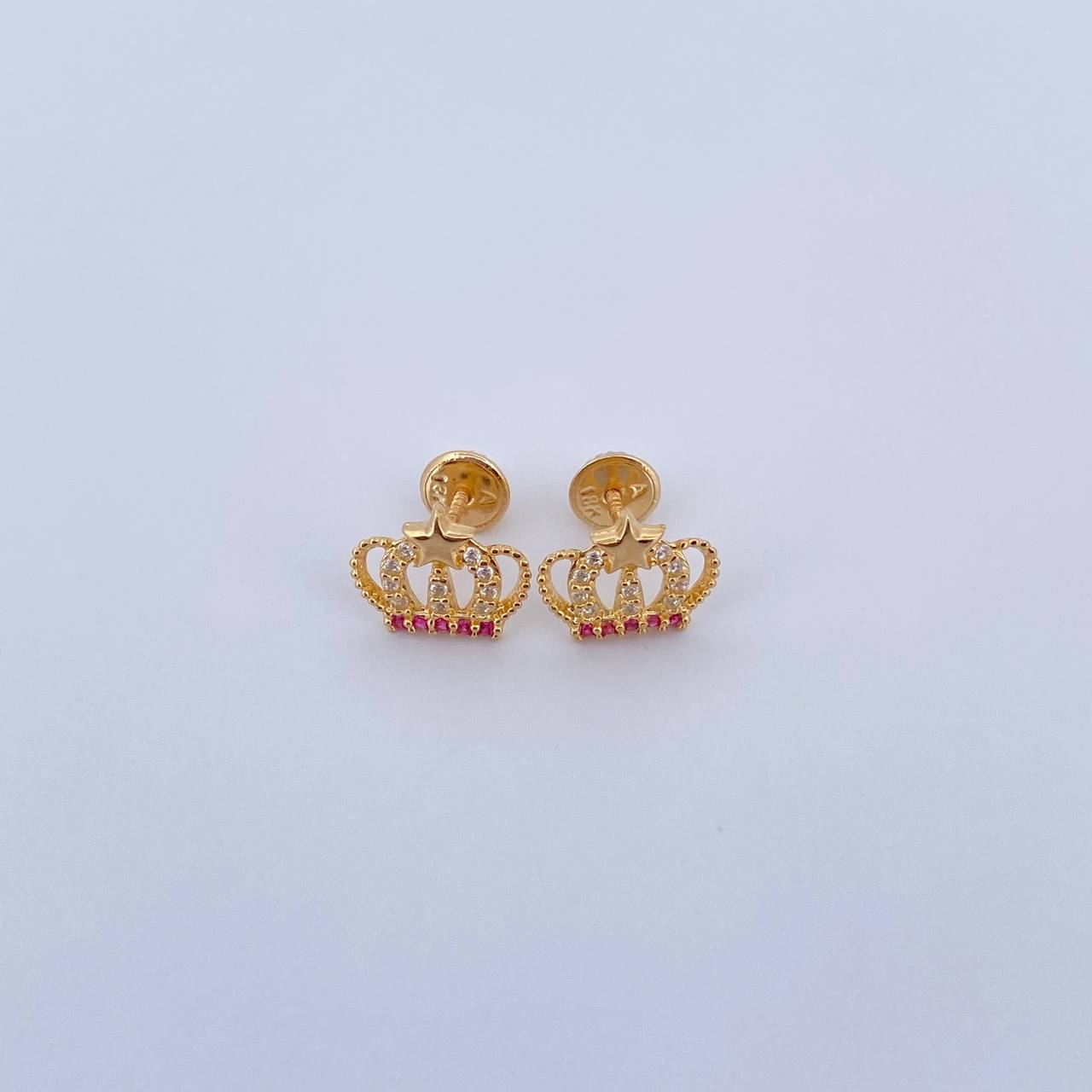 Topos Corona Real 1.5gr / Estrella Circones Fucsias Blancos Oro Amarillo 18K &