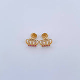Topos Corona Real 1.55gr / Estrella Circones Fucsias Blancos Oro Amarillo 18K &