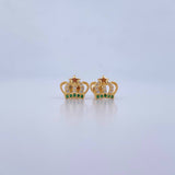 Topos Corona Real 1.55gr / Estrella Circones Verdes Blancos Oro Amarillo 18K &