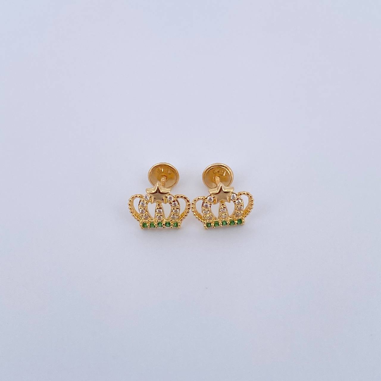 Topos Corona Real 1.5gr / Estrella Circones Verdes Blancos Oro Amarillo 18K &