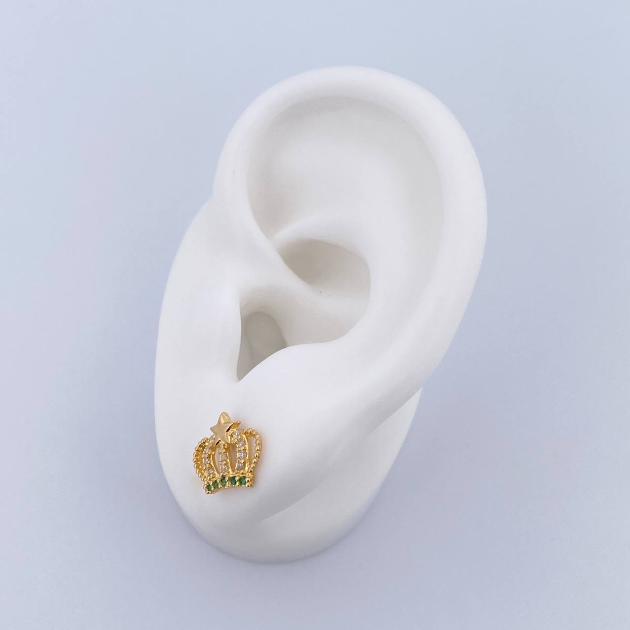 Topos Corona Real 1.5gr / Estrella Circones Verdes Blancos Oro Amarillo 18K &