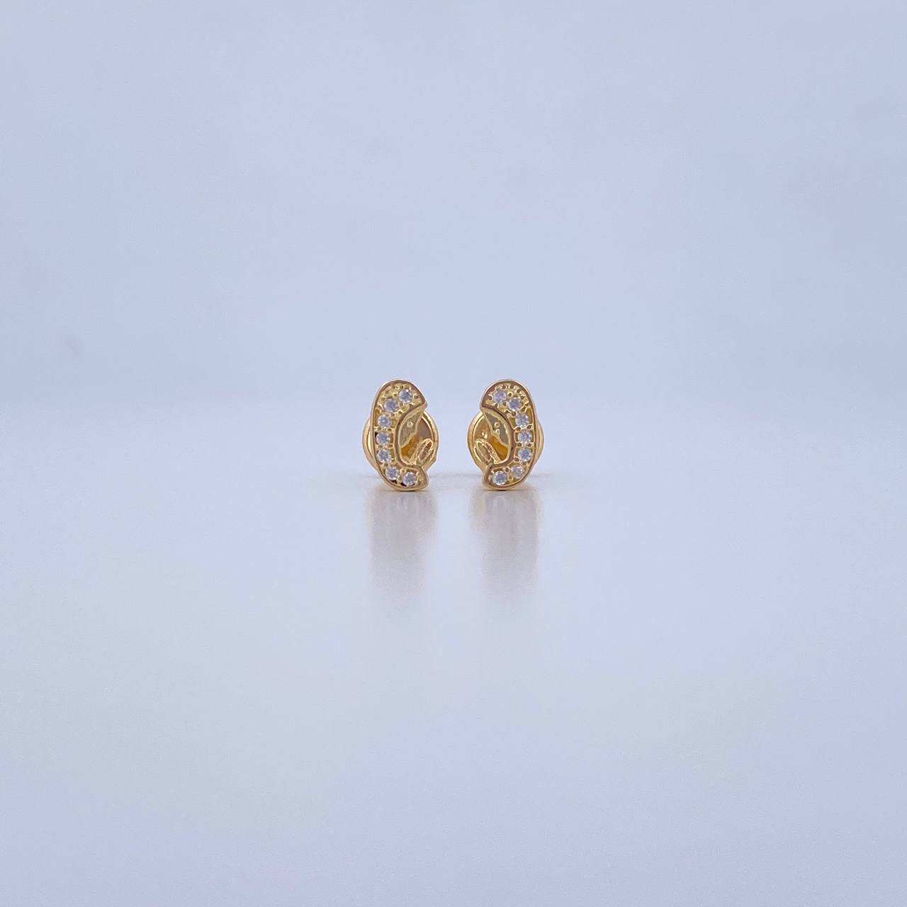 Topos Virgen Maria 0.95gr / Circones Blancos Oro Amarillo 18K &