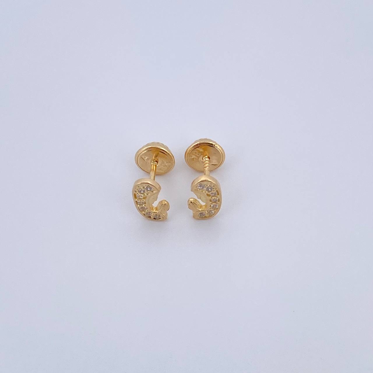 Topos Virgen Maria 0.95gr / Circones Blancos Oro Amarillo 18K &
