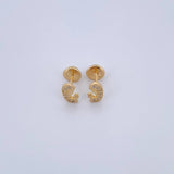 Topos Virgen Maria 0.95gr / Circones Blancos Oro Amarillo 18K &
