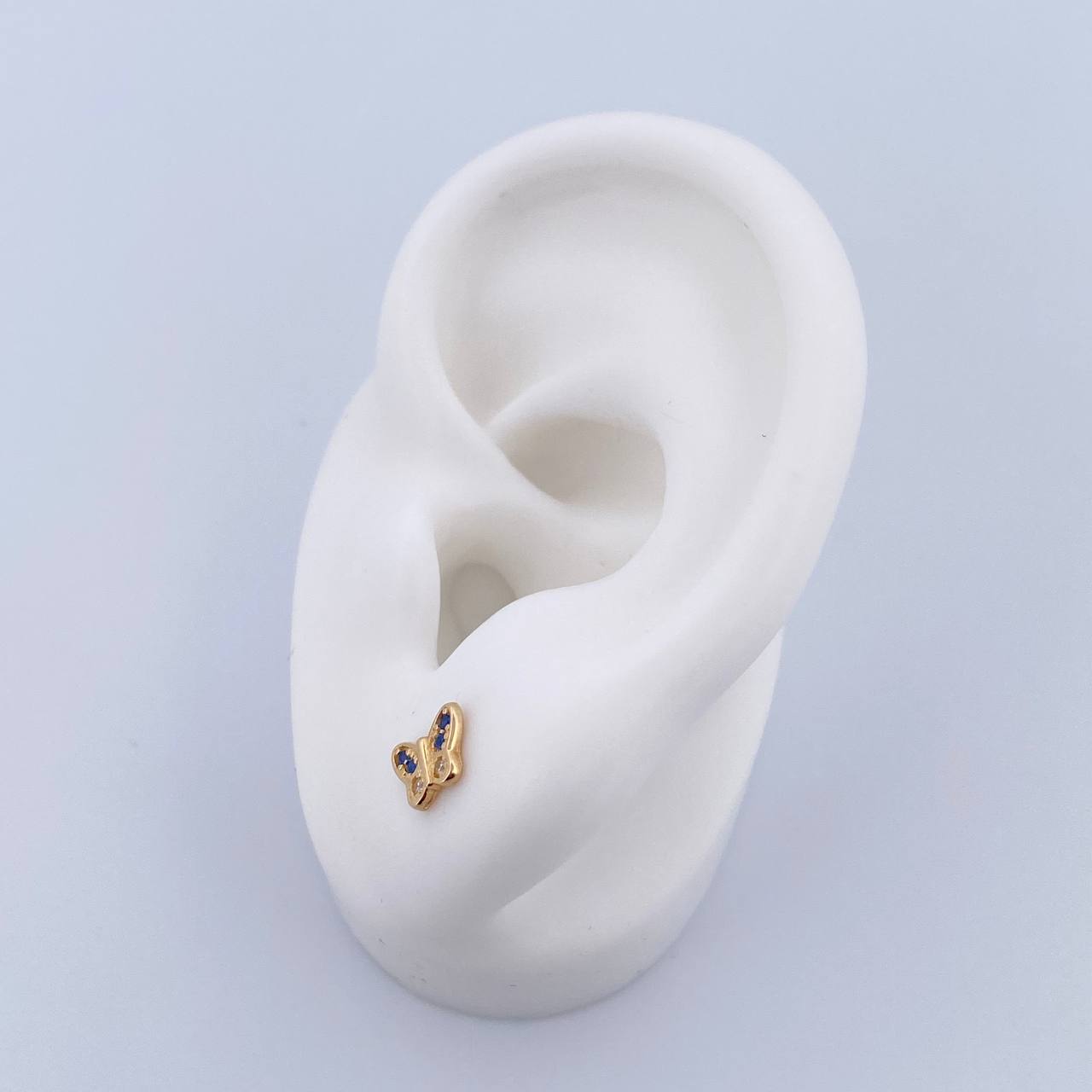 Topos Mariposa 1gr / Circones Azules Blancos Oro Amarillo 18K &