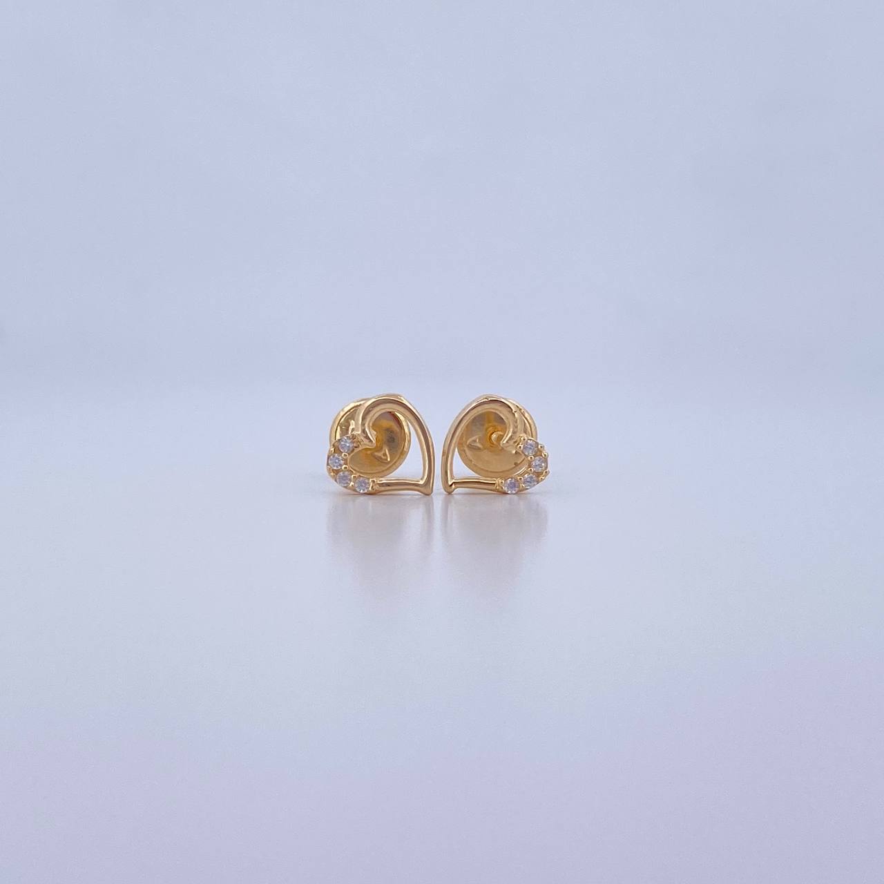 Topos Silueta Corazon 0.8gr / Circones Blancos Oro Amarillo 18K &