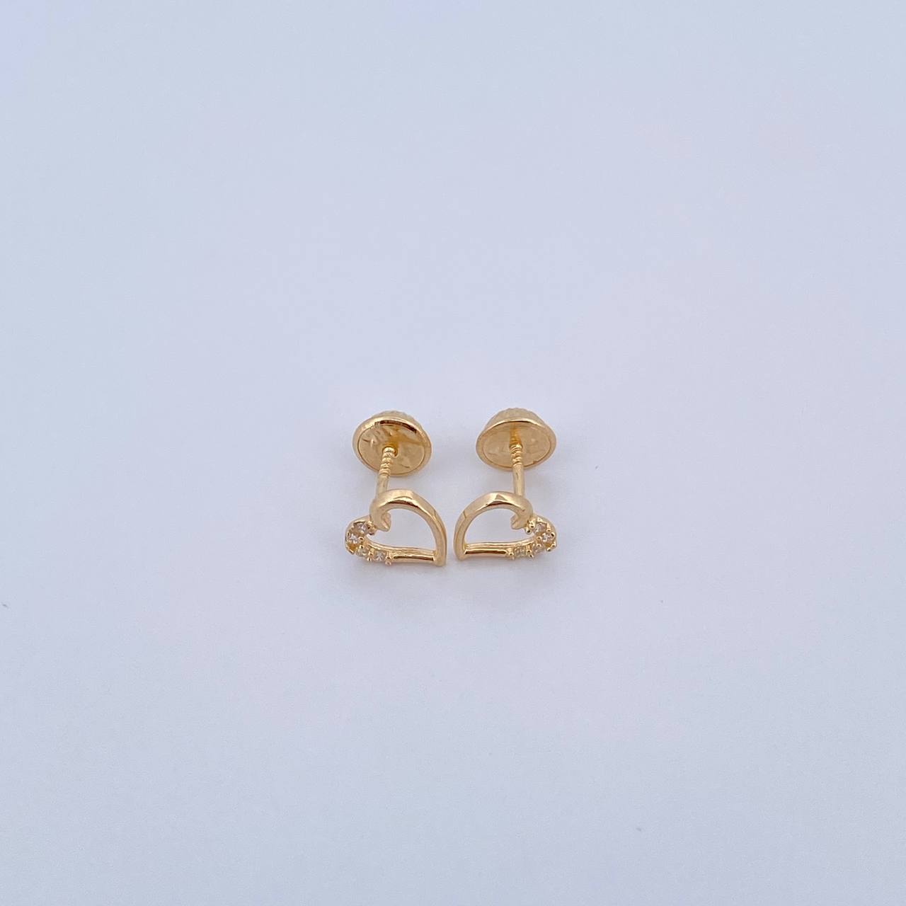 Topos Silueta Corazon 0.8gr / Circones Blancos Oro Amarillo 18K &