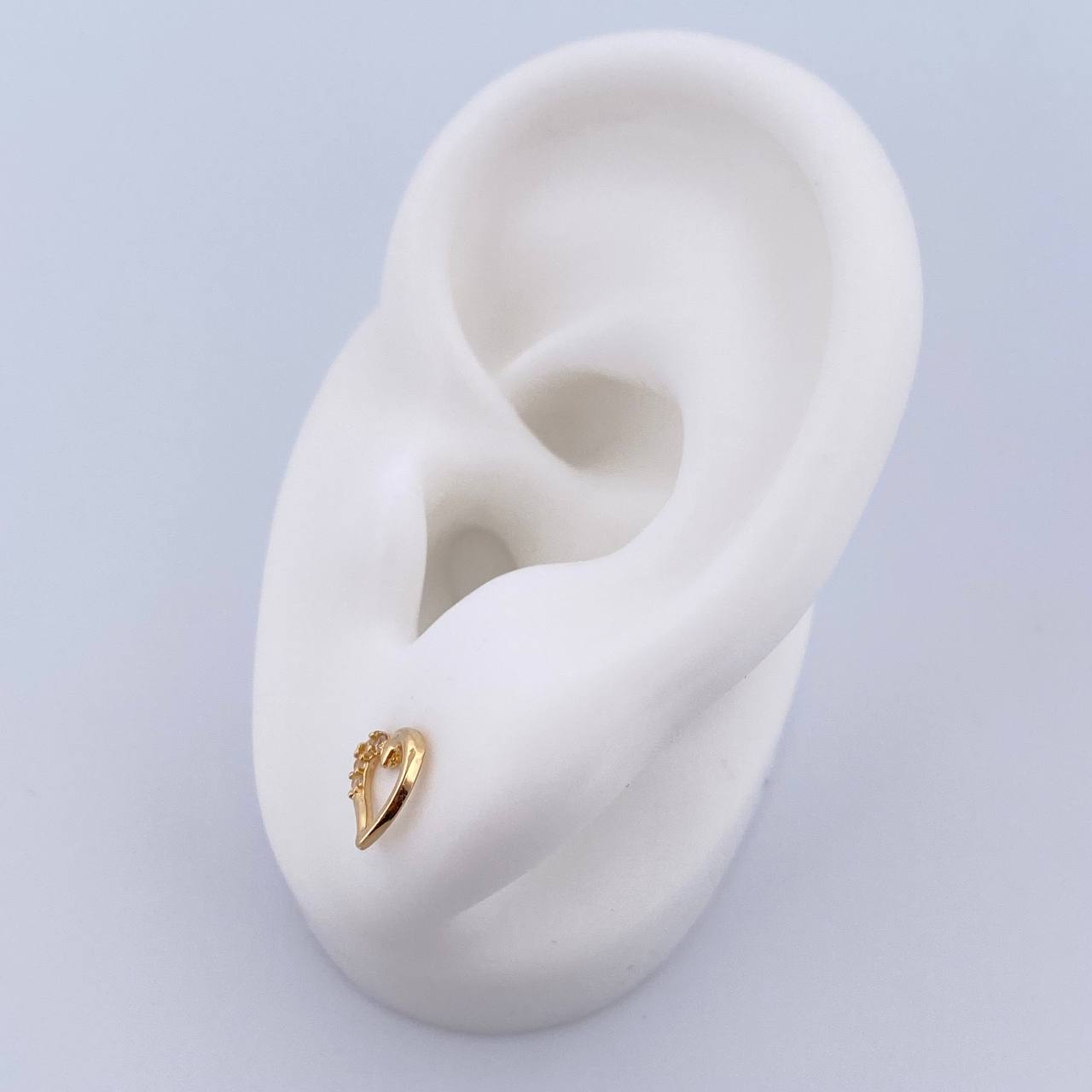 Topos Silueta Corazon 0.8gr / Circones Blancos Oro Amarillo 18K &