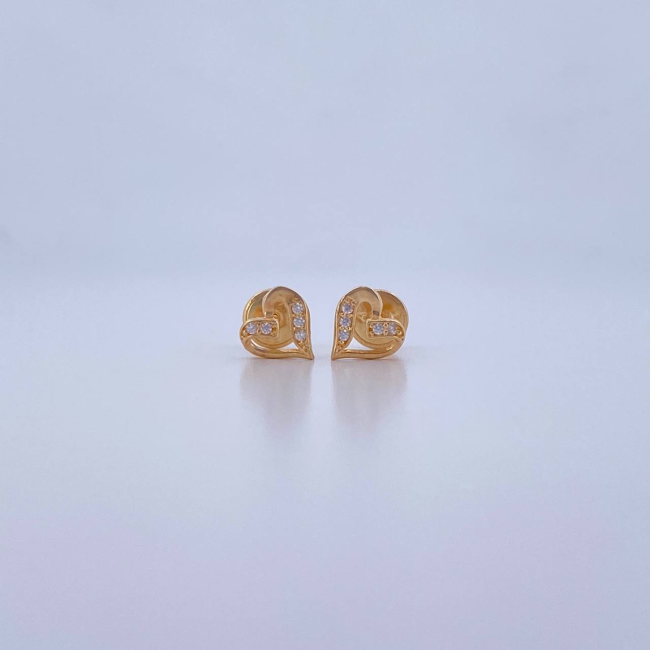 Topos Silueta Corazon 0.85gr / Circones Blancos Oro Amarillo 18K &