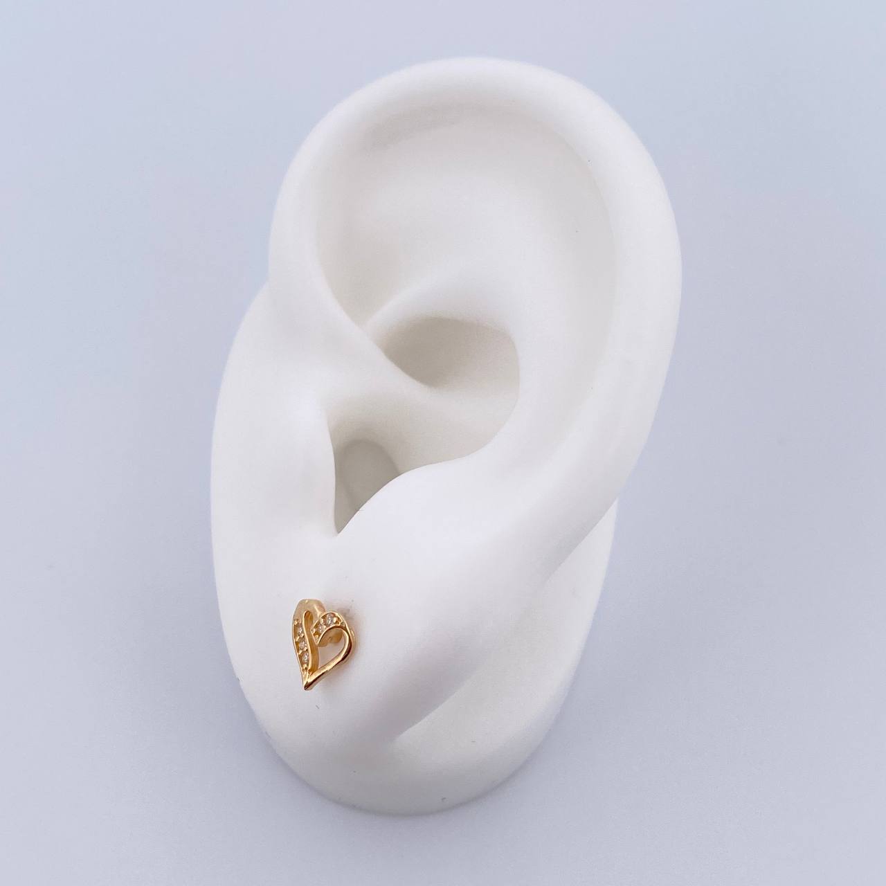 Topos Silueta Corazon 0.85gr / Circones Blancos Oro Amarillo 18K &