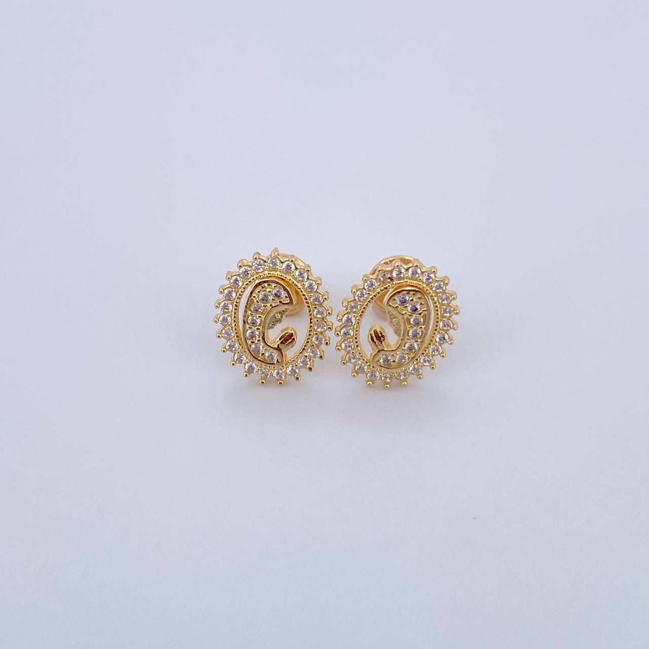 Topos Virgen Maria 1.95gr / Circones Blancos Oro Amarillo 18K &