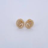 Topos Virgen Maria 1.95gr / Circones Blancos Oro Amarillo 18K &