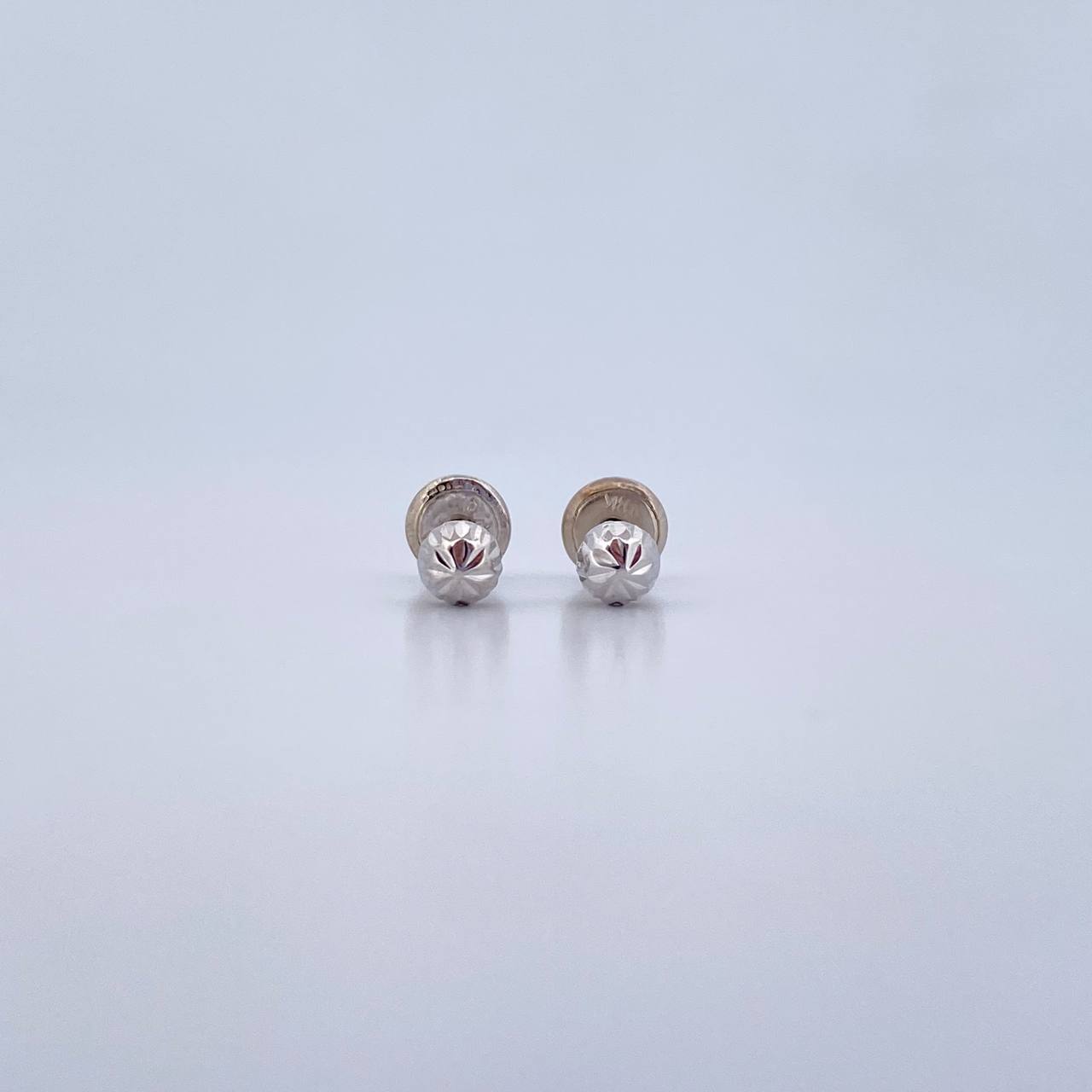 Topos Bola 0.55gr / 4mm Diamantadas Oro Blanco 18K &