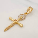 Dije Cruz Espada 3.8g / 3cm Dos Oros Amarillo Blanco 18K