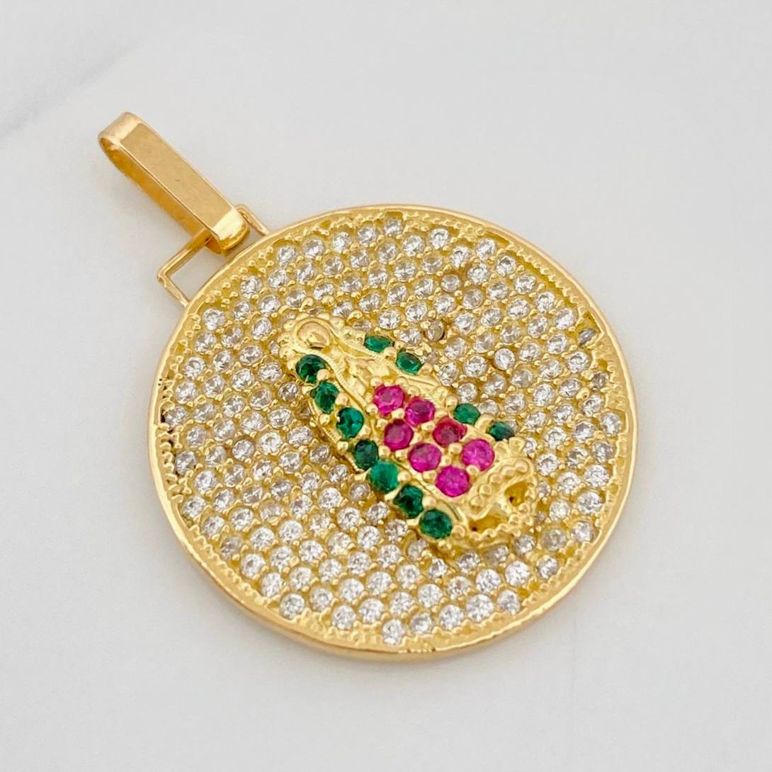 Dije Medalla Virgen Guadalupe 3.75g / 3cm Dos Oros Amarillo Blanco 18K