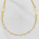 Cadena Cruz Virgen Milagrosa 3.85g / 45cm / 3mm Tres Oros 18K