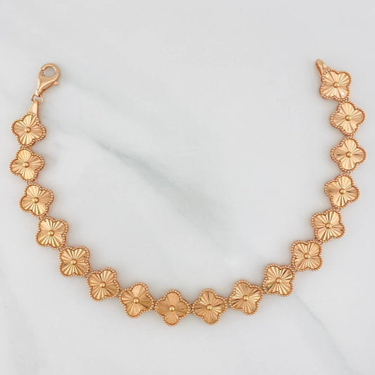 Pulso Trebol Diamantado 7.7g / 17.5cm / 8.74mm Oro Rosa 18K