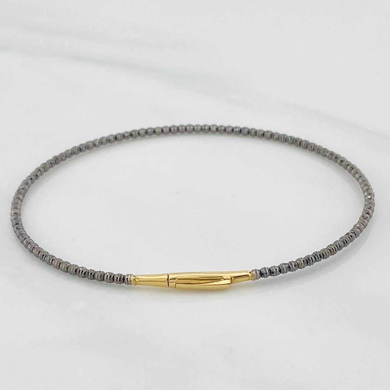 Pulso Aro Diamantado 2.65g / 17cm / 1.63mm Dos Oros Negro Amarillo 18K