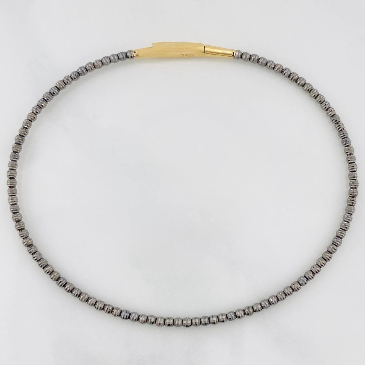 Pulso Aro Diamantado 2.75g / 17cm / 1.6mm Dos Oros Negro Amarillo 18K
