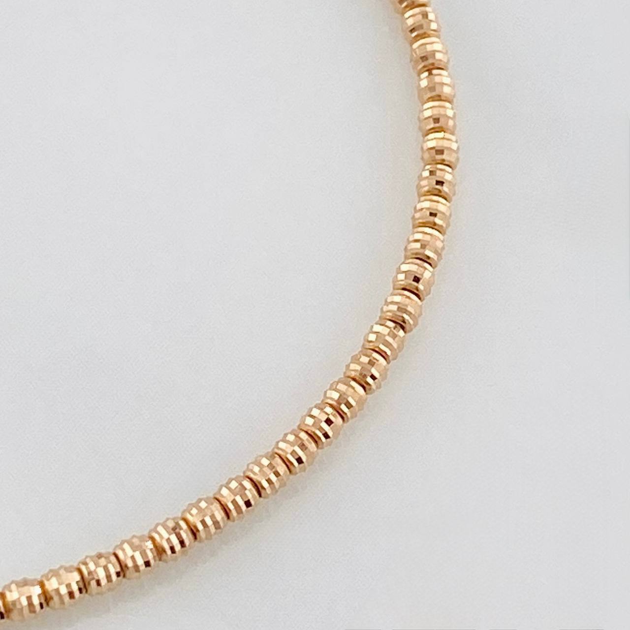 Pulso Aro Diamantado 2.8g / 17cm / 1.63mm Dos Oros Amarillo Rosa 18K