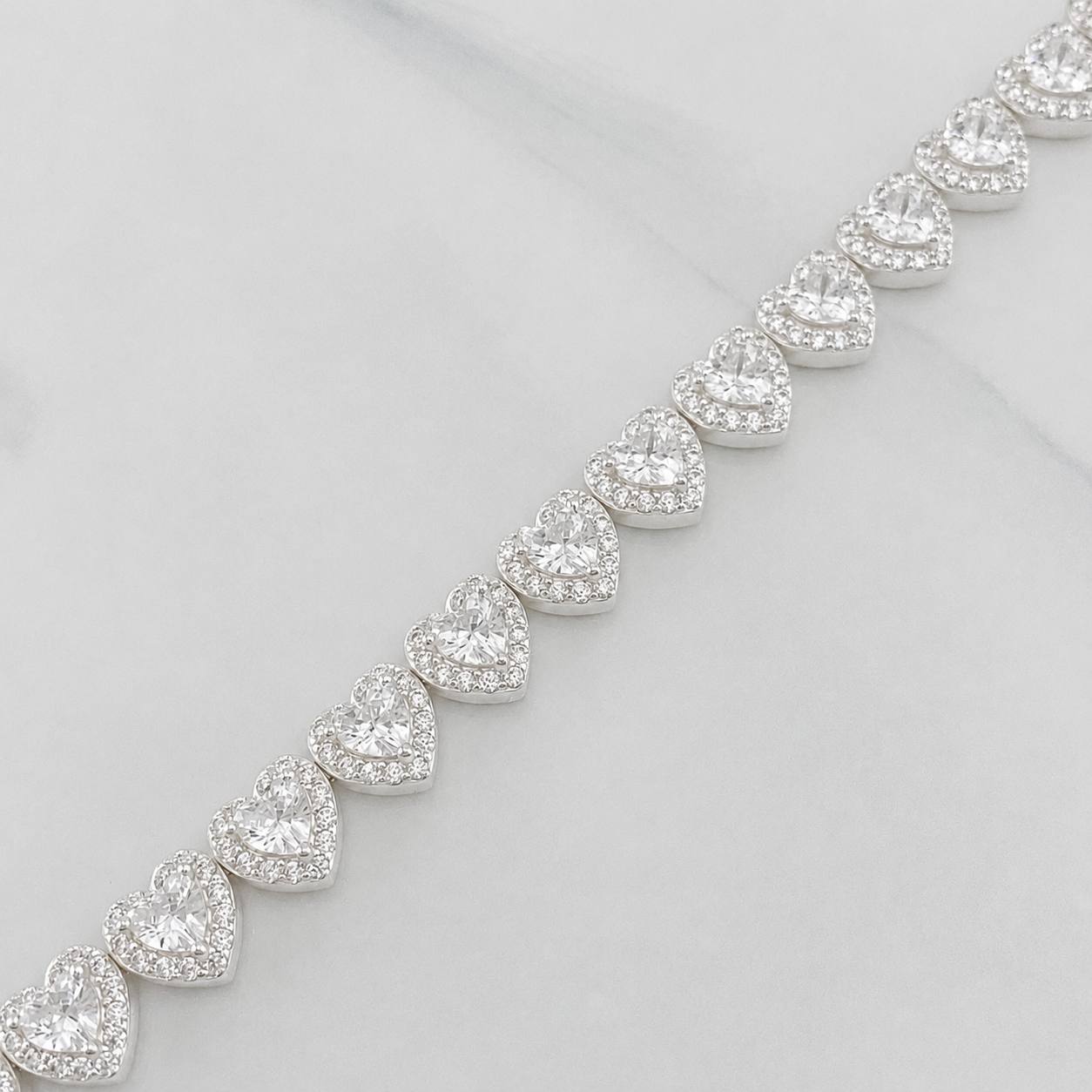 Pulso Tennis Corazon 15.95g / 16.5cm / 7mm Plata 925