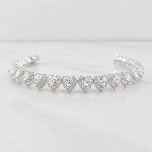 Pulso Tennis Corazon 15.95g / 16.5cm / 7mm Plata 925