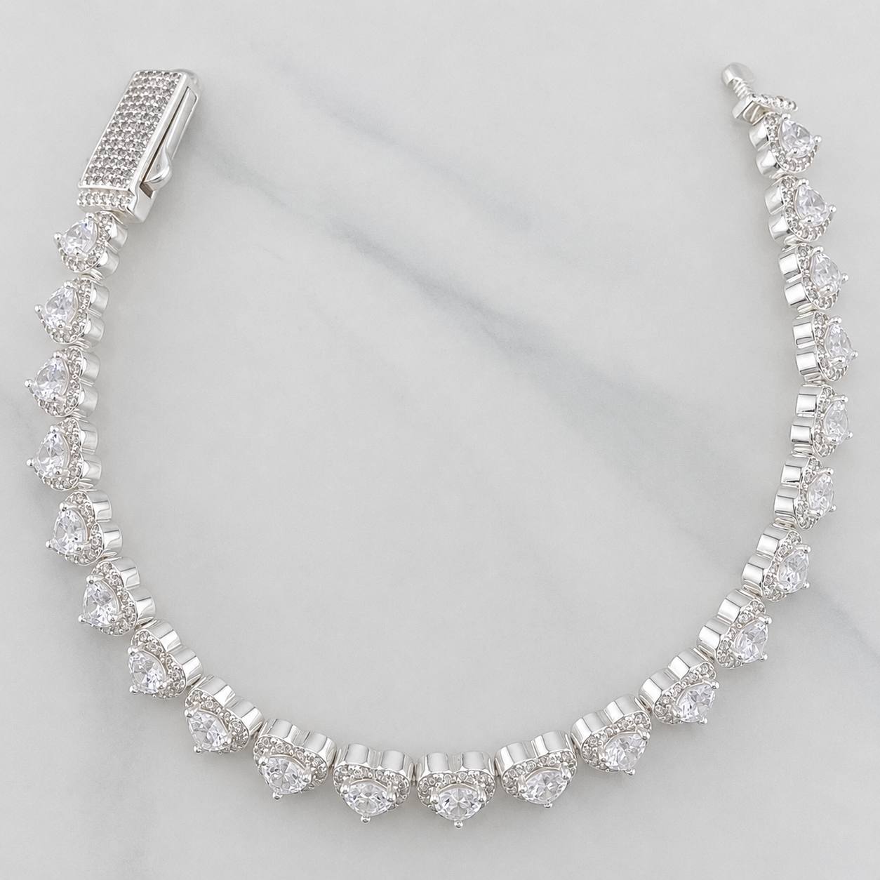 Pulso Tennis Corazon 15.95g / 16.5cm / 7mm Plata 925
