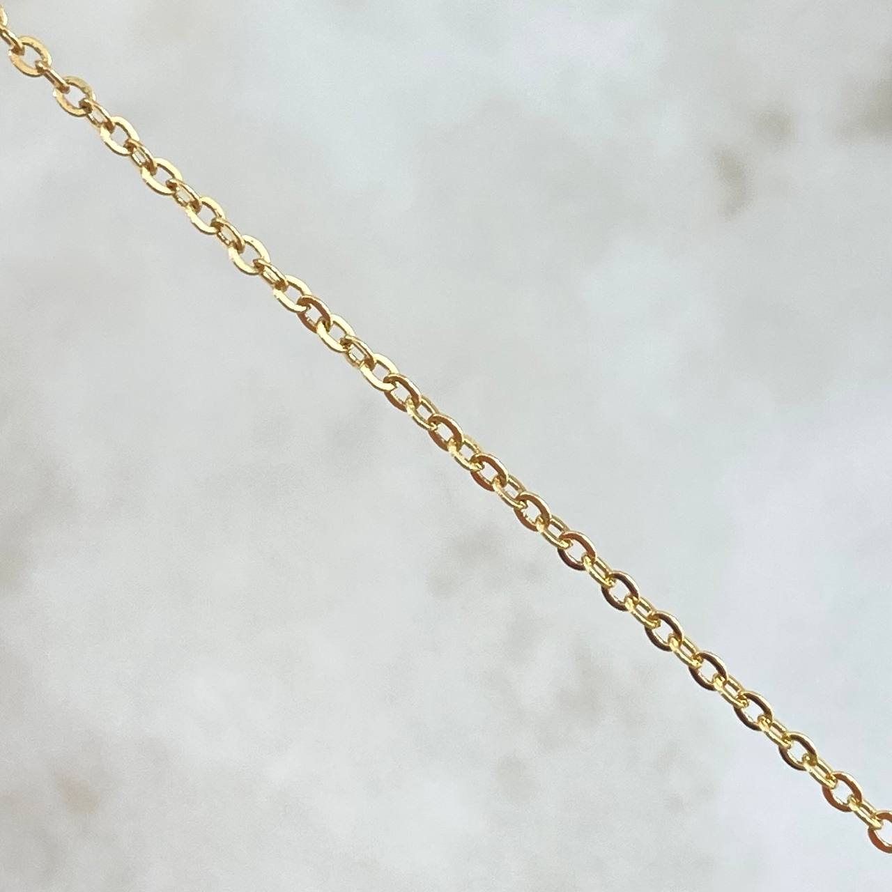 Cadena Aro Seguido Trebol VCyA 4.2gr / 50cm / 1.5mm Punteado Cuarzo Azul Celeste Mate Oro Amarillo Nac.Esp. 18K
