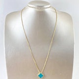 Cadena Aro Seguido Trebol VCyA 4gr / 50cm / 1.5mm Punteado Cuarzo Azul Celeste Mate Oro Amarillo Nac.Esp. 18K
