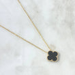 Cadena Aro Seguido Trebol VCyA 4.25gr / 50cm / 1.5mm Onix Negro Punteado Oro Amarillo Nac.Esp. 18K