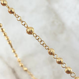 Rosario Virgen Milagrosa 11.7gr / 50cm / 4mm-5mm Bolas Diamantadas Cruz Puntas Planas Circones Blancos Oro Amarillo 18K *