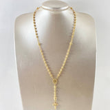 Rosario Virgen Milagrosa 11.7gr / 50cm / 4mm-5mm Bolas Diamantadas Cruz Puntas Planas Circones Blancos Oro Amarillo 18K *