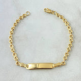 Pulso Bebé Placa Rectangular  Octagonal Infinito 2gr / Liso Oro Amarillo 18K *