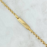 Pulso Bebé Placa Rectangular  Octagonal Infinito 2gr / Liso Oro Amarillo 18K *
