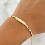 Pulso Bebé Placa Rectangular  Octagonal Infinito 2gr / Liso Oro Amarillo 18K *