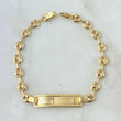 Pulso Placa Rectangular 3.1gr / 18cm / 5mm Bordeada Lisa  Oro Amarillo 18K
