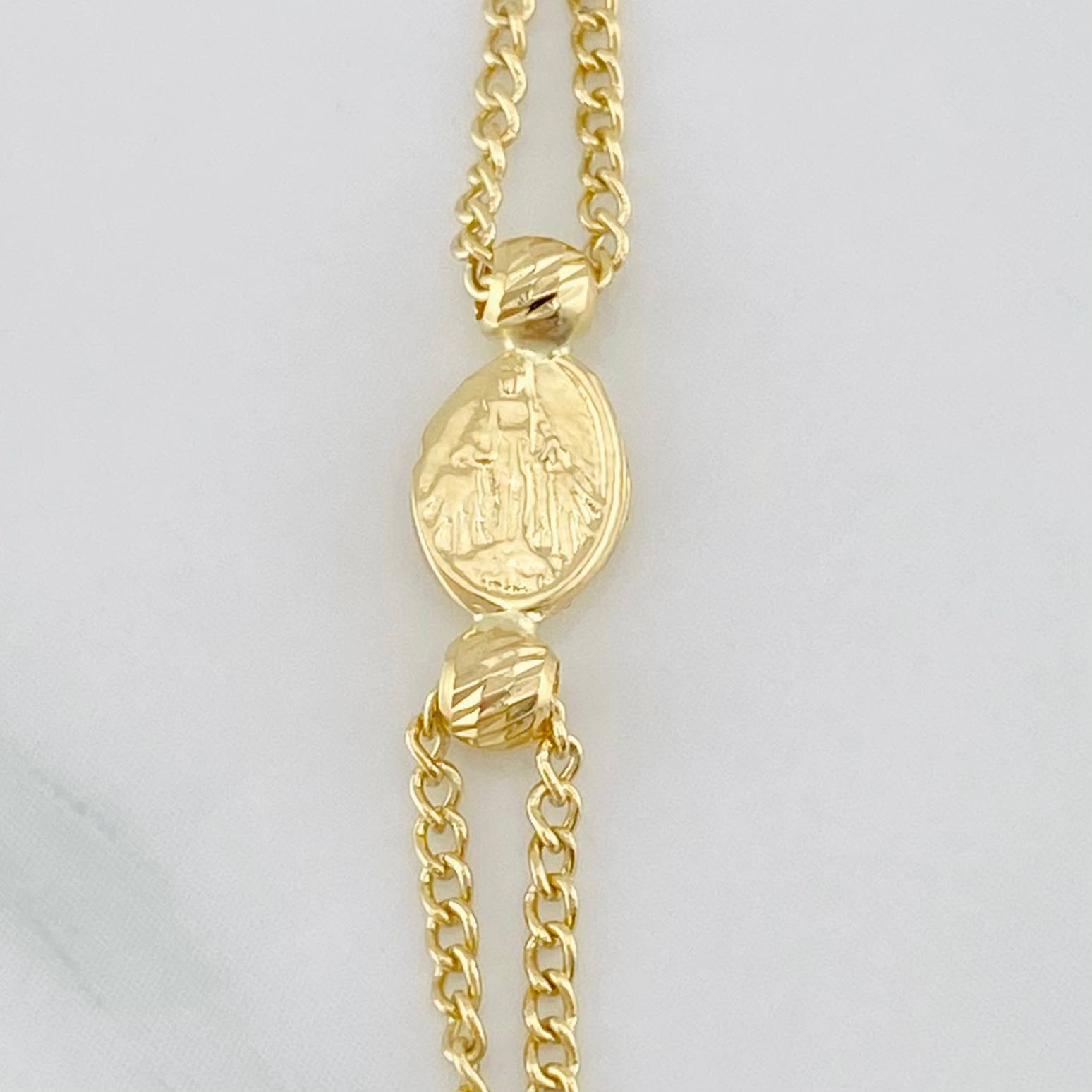 Cadena Cruz Virgen Milagrosa 3.8g / 45cm / 3mm Tres Oros 18K