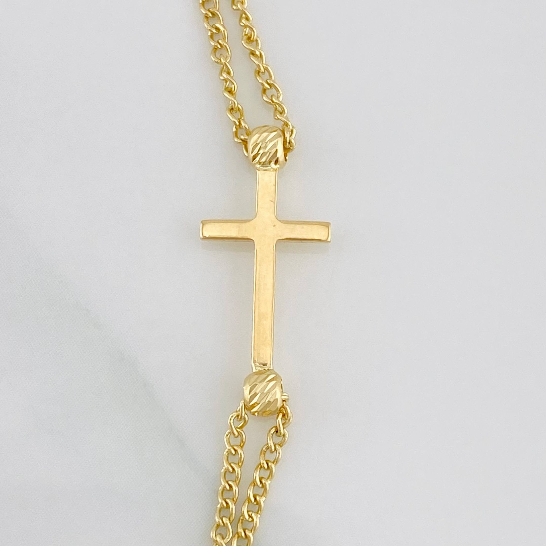 Cadena Cruz Virgen Milagrosa 3.8g / 45cm / 3mm Tres Oros 18K