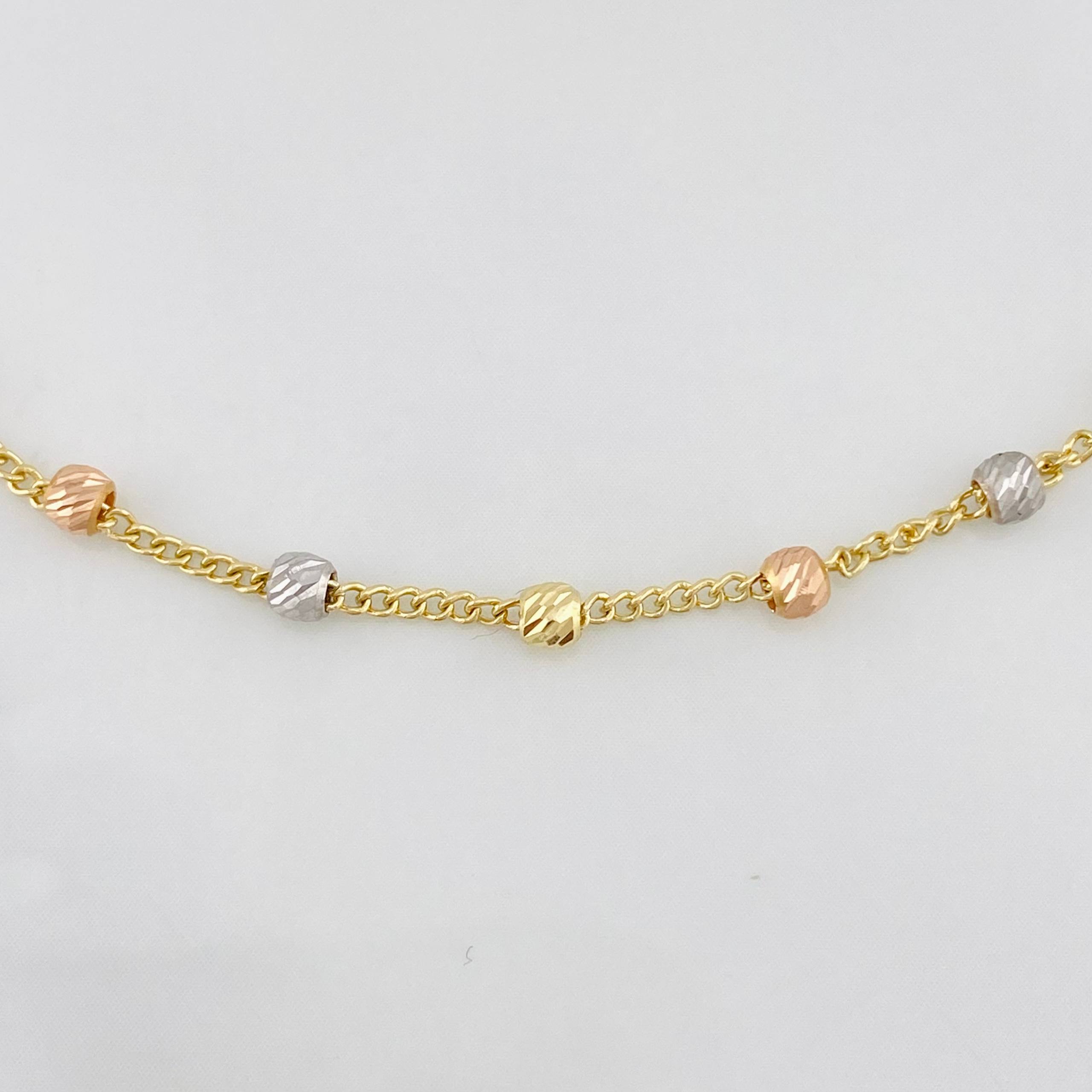 Cadena Cruz Virgen Milagrosa 3.8g / 45cm / 3mm Tres Oros 18K