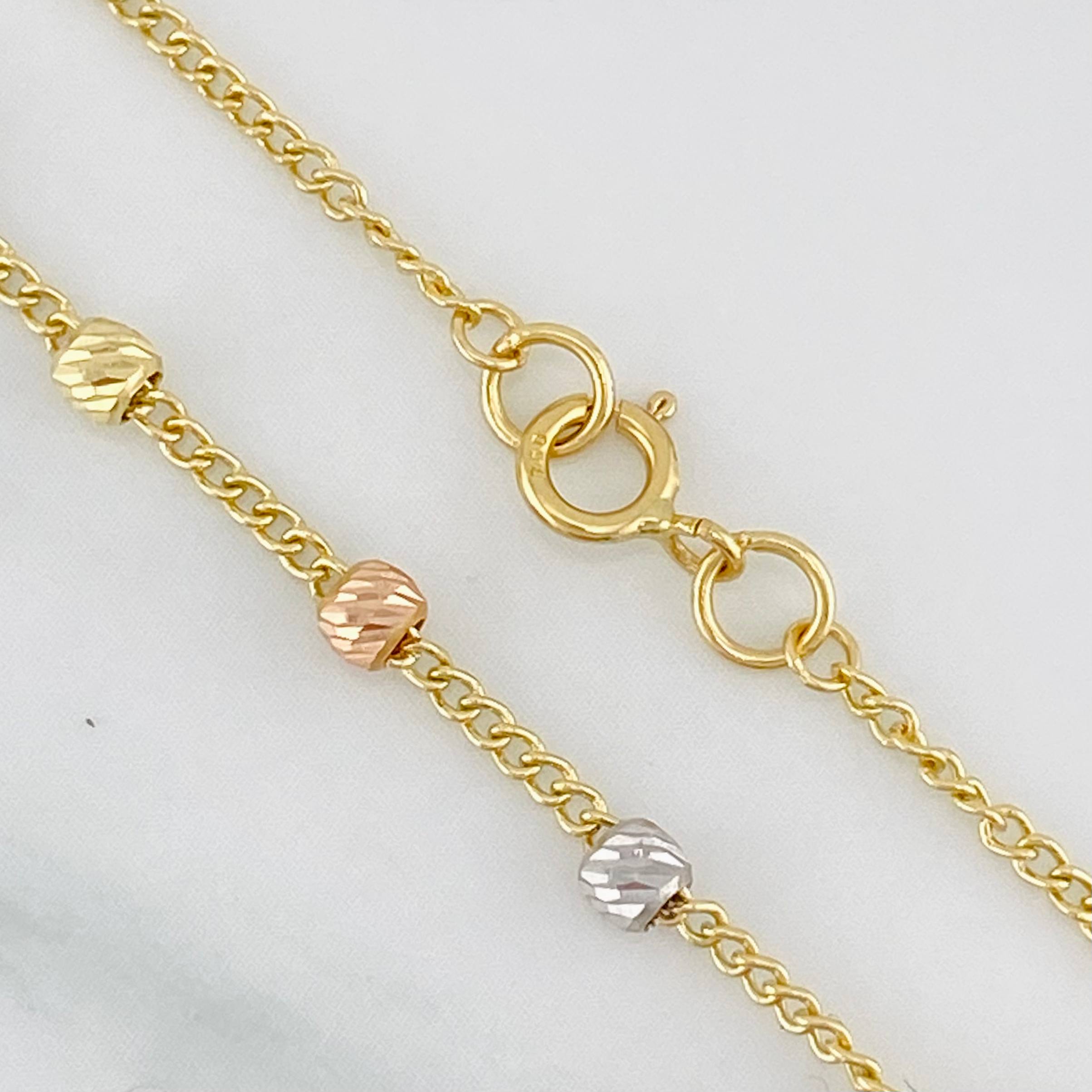 Cadena Cruz Virgen Milagrosa 3.85g / 45cm / 3mm Tres Oros 18K