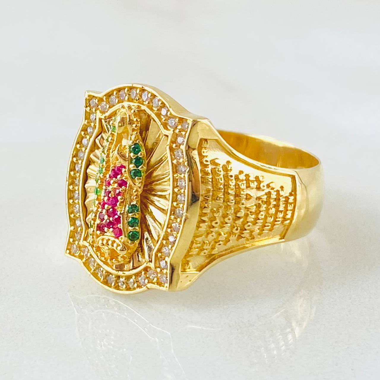 Anillo Virgen Guadalupe 8.6gr / T10 1/4 / Oro Amarillo 18K ©