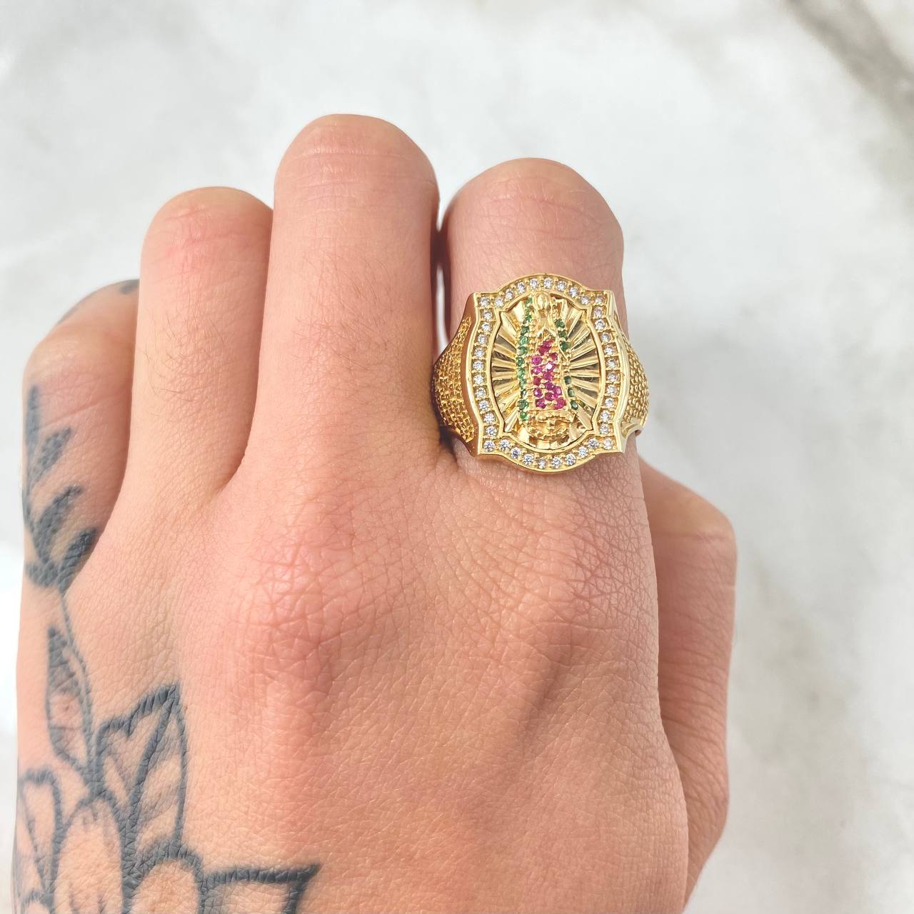 Anillo Virgen Guadalupe 8.6gr / T10 1/4 / Oro Amarillo 18K ©