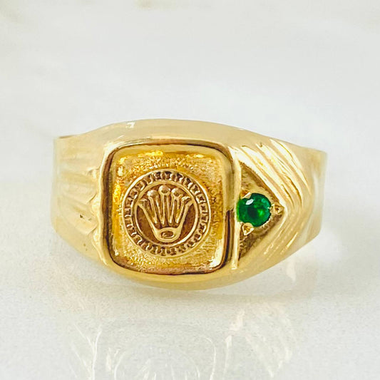Anillo Sello Corona 3gr / T10 3/4 / Oro Amarillo 18K