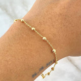 Pulso Espiga 1.95gr / 18cm / 3mm Bola Diamantada Oro Amarillo 18K ©