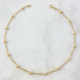 Tobillera Espiga 2.3gr / 25cm / 3mm Bola Diamantada Oro Amarillo 18K *