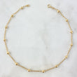 Tobillera Espiga 2.35gr / 24.5cm / 3mm Bolas Diamantadas Oro Amarillo 18K ©
