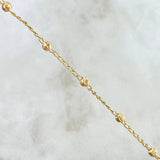 Tobillera Espiga 2.35gr / 24.5cm / 3mm Bolas Diamantadas Oro Amarillo 18K ©