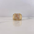 Anillo Sello Caballo 10.95gr / T10 1/2 / Circones Verdes Blancos Tres Oros 18K $
