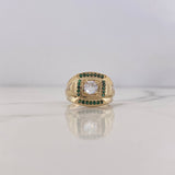 Anillo Sello 6.3gr / T8 1/2 / Circones Verdes Blanco Oro Amarillo 18K $