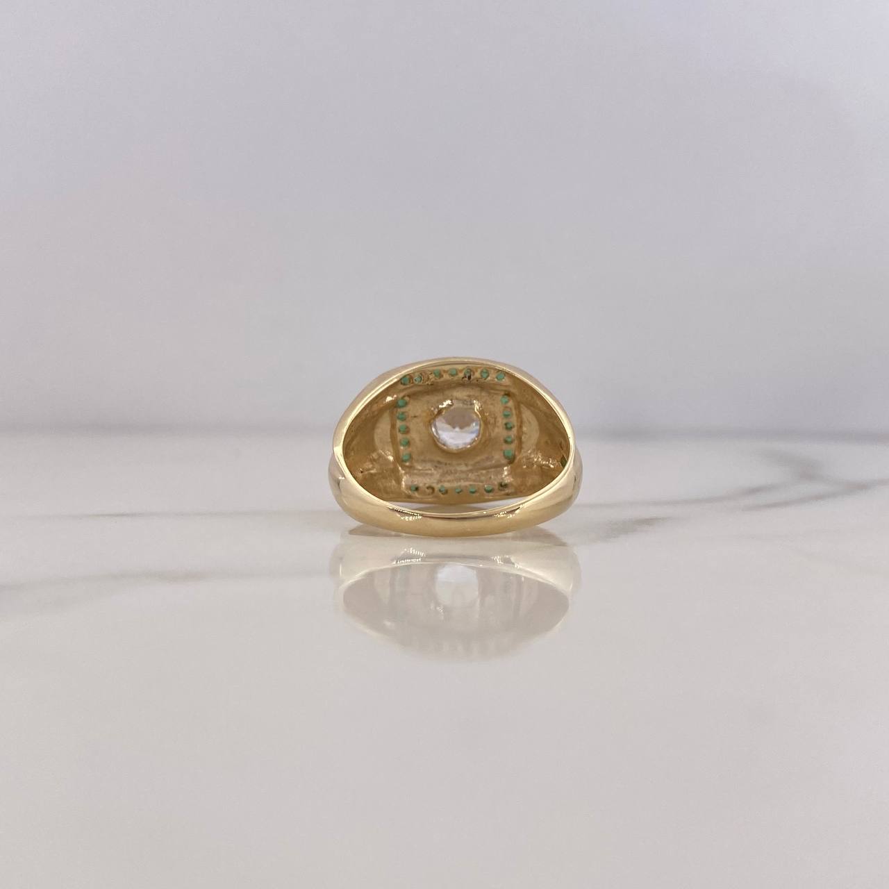 Anillo Sello 6.3gr / T8 1/2 / Circones Verdes Blanco Oro Amarillo 18K $